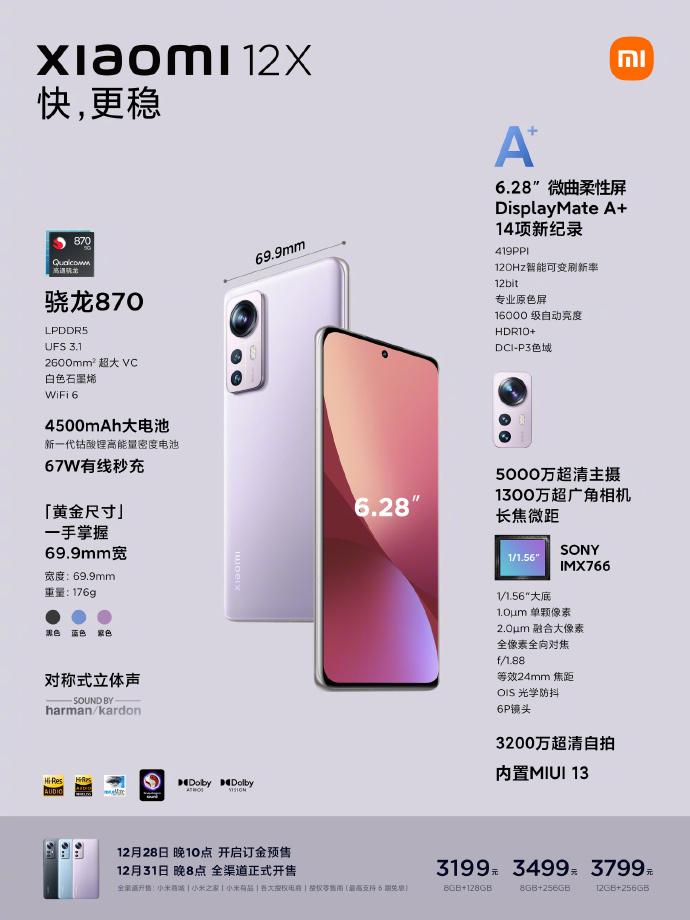 小米十二手机什么时候上市的（3199元起，小米12/12 Pro/12X手机今天晚上20点正式开售）-第5张图片-拓城游