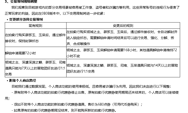 dnf金币使用限制是多少 限制之后怎么交易呢（8月DNF公告，砍掉白图百分之70收益，禁止邮件发送金币）-第4张图片-拓城游