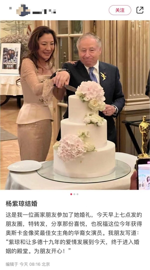 杨紫琼老公是哪个国家的人？（杨紫琼和77岁富豪正式结婚！结束19年爱情长跑，婚礼现场名流如云）-第3张图片-拓城游